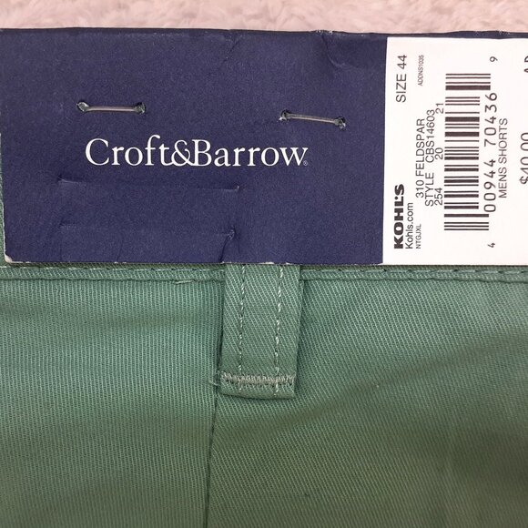 Croft & Barrow Shorts Easy Care Comfort Waist Mens 44 Flat Front Green NWT - Picture 4 of 9
